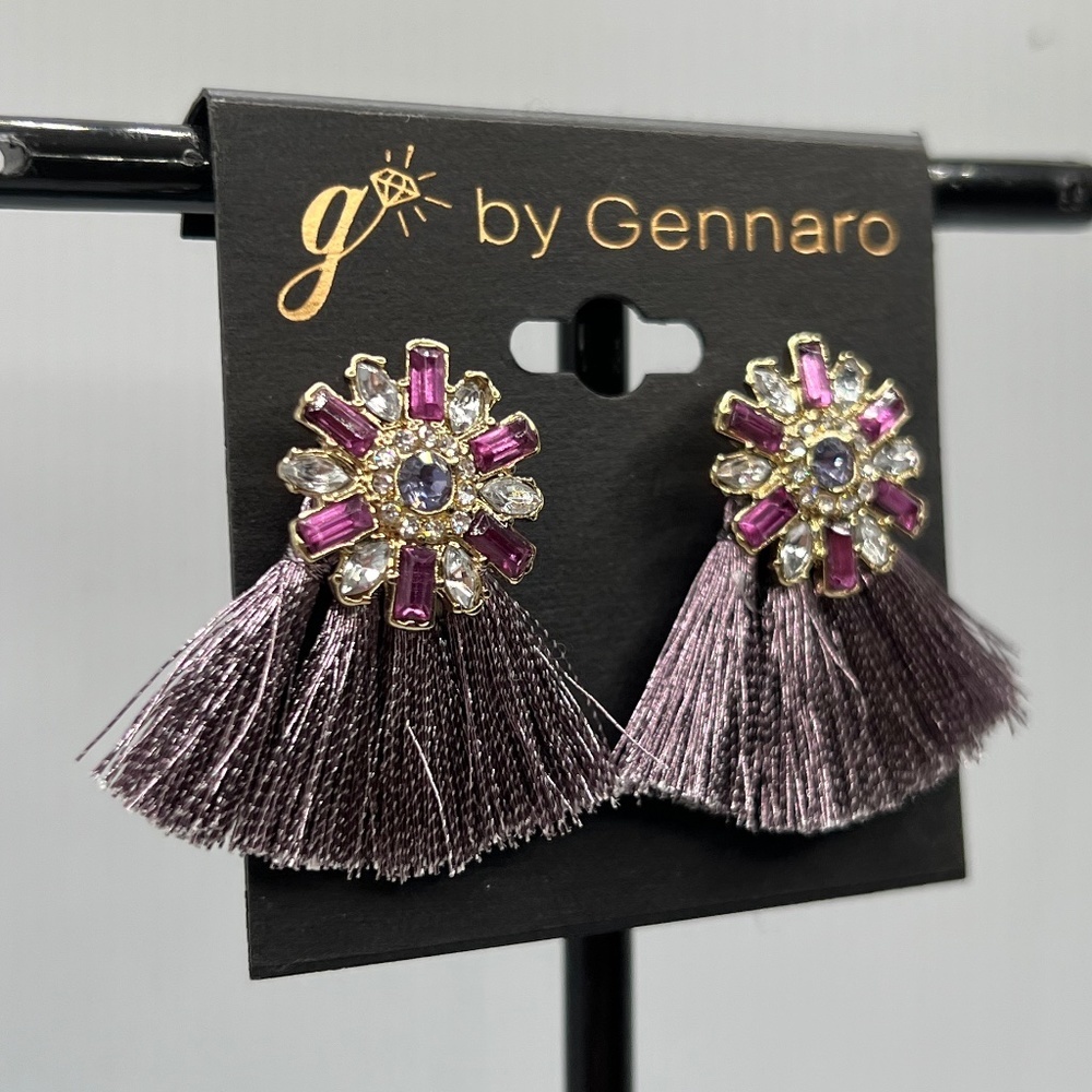 G by Gennaro Earrings $12ea / 3 for $20   Purple Fan Tassel Whimiscal Post